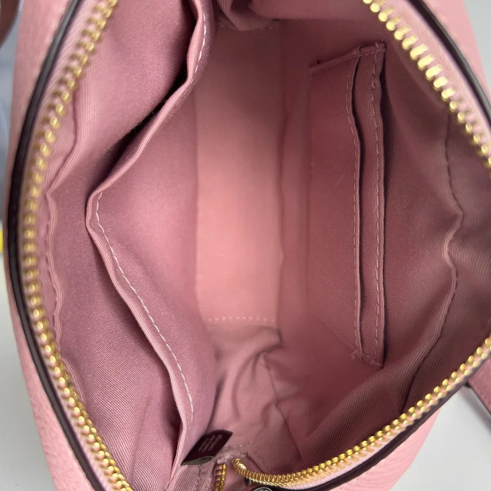 Coach Mini Jamie Powder Pink Pebbled Leather Camera Bag Excellent